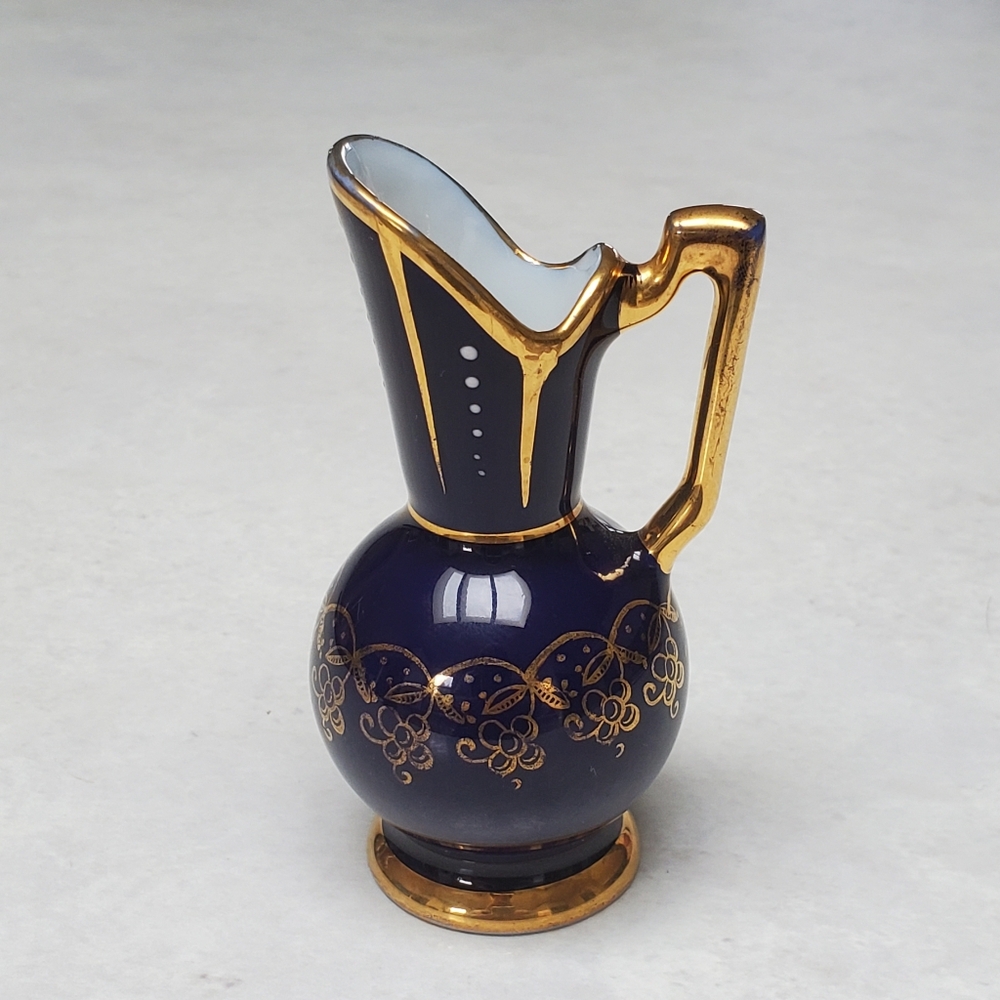 Limoges Cobalt Blue & Gold Vintage Porcelain Vase made in France